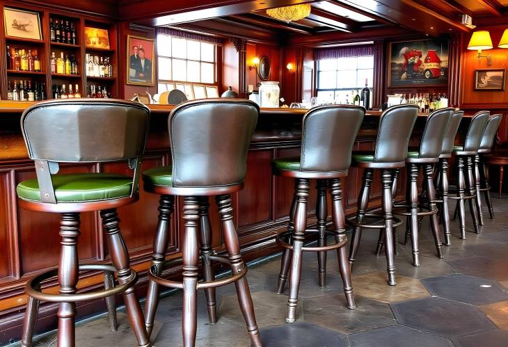 Classic Heritage Antique Bar Stools in a Pub Setting