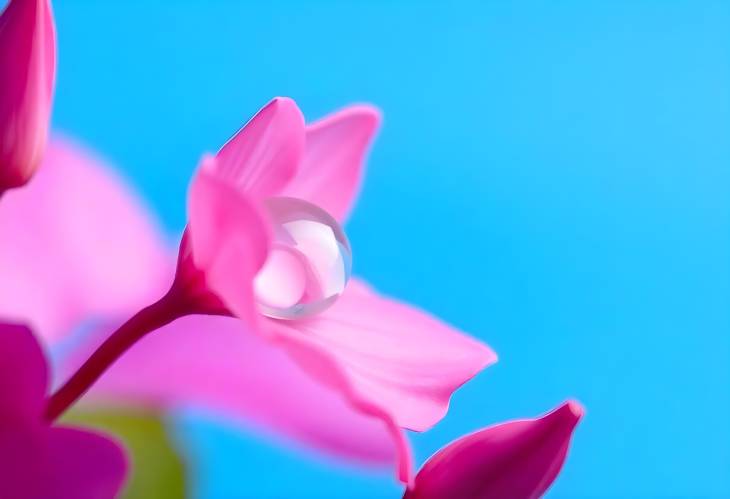 Radiant Water Drop on a Pink Flower Petal