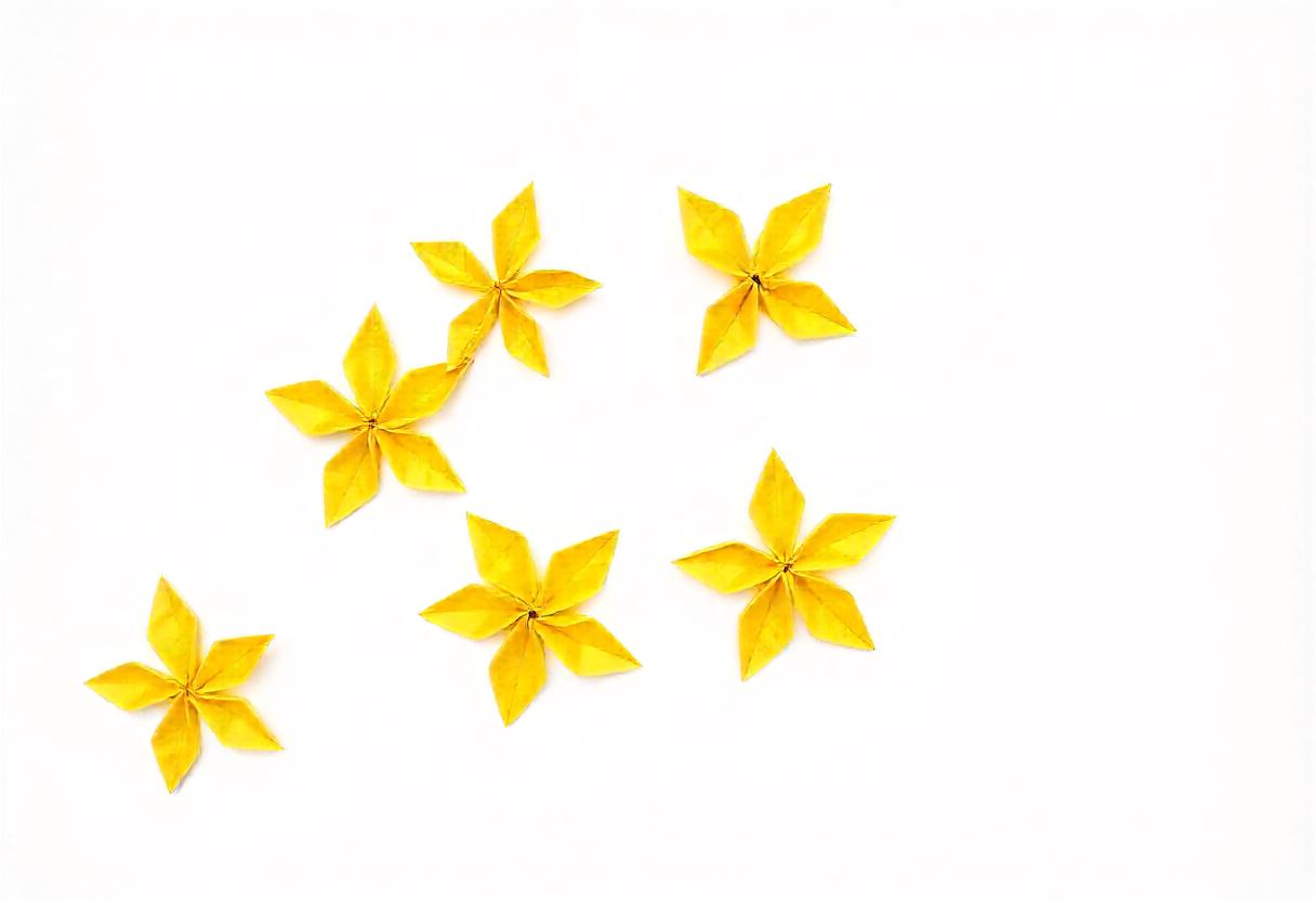 Elegant Origami Yellow Flower Units Against White