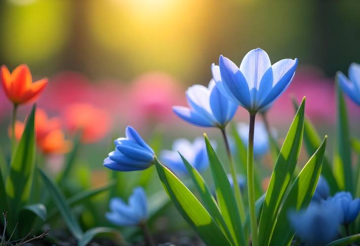 Springtime Blooms Blue Flowers in the Garden