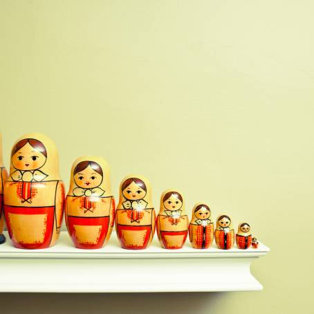 Isolated Babushka Dolls Icons of Russian Folk Art