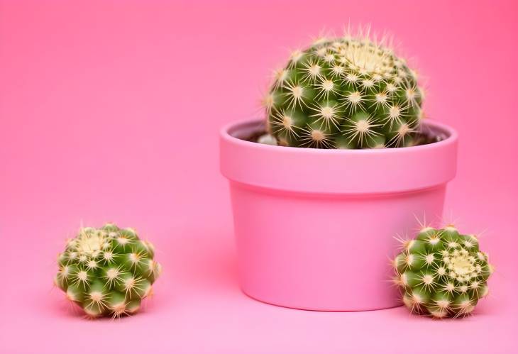 Elegant Cactus Display on a Bright Pink Background