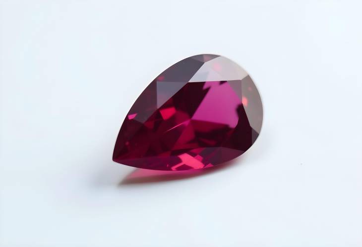 Luxury Tanzanian Rhodolite Garnet Gemstone Pear Cut Isolated on White