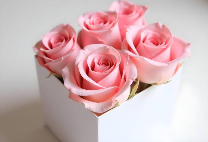 CloseUp of Pink Roses in a White Box Minimalist Fashion Inspiration