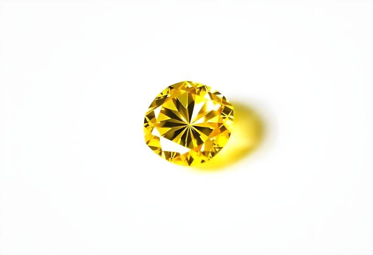 Vibrant Yellow Diamond on a Crisp White Background