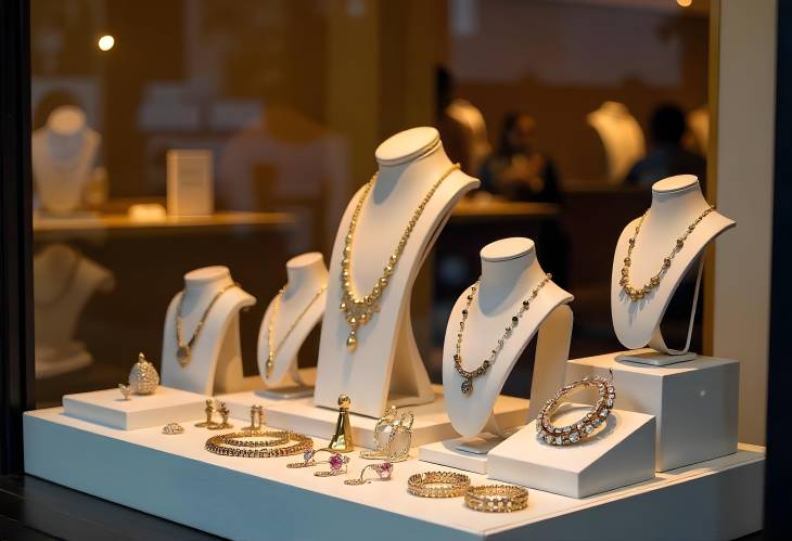 Trendy Fashion Jewelry Displayed in a Boutique Window