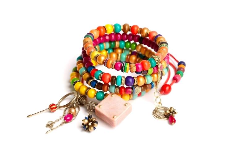 Colorful and Funky Bracelets Isolated Jewelry for Impact