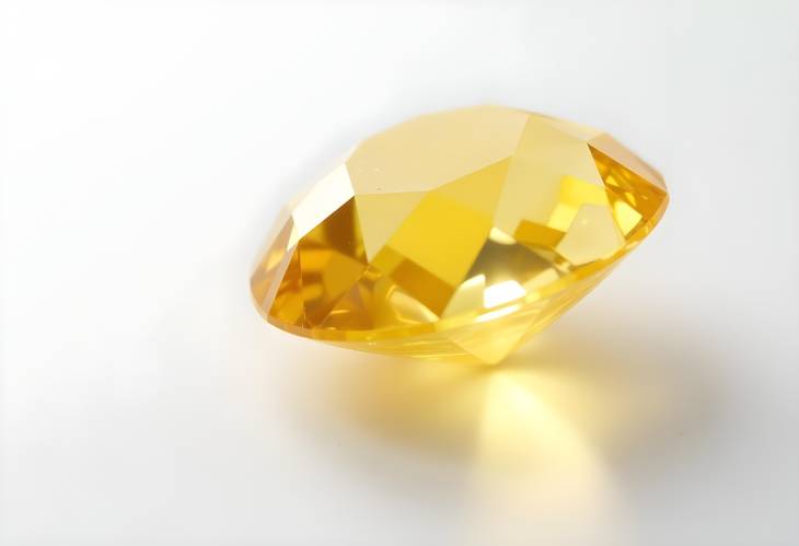 Vibrant Yellow Diamond on a Bright White Background