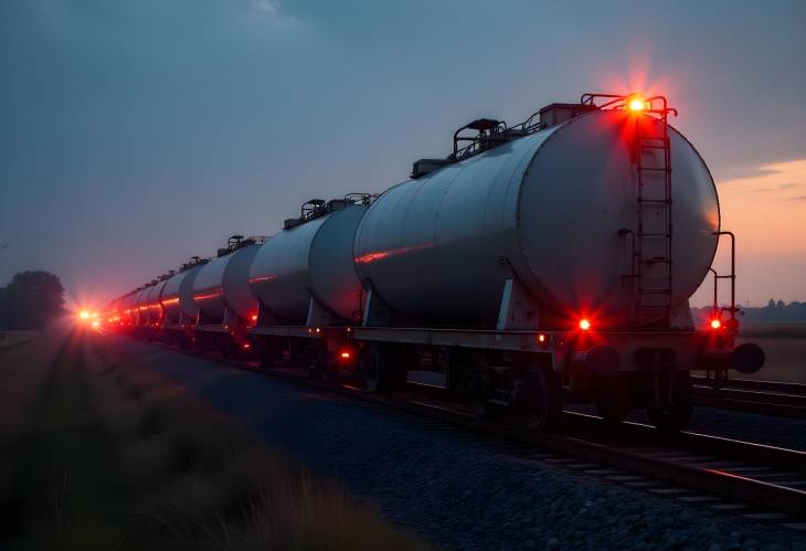 Silhouetted Fuel Tanks A Railway Journey