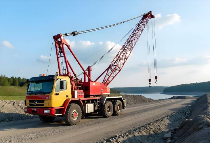 Truck Crane in Action Building Grodnos Hydropower Future