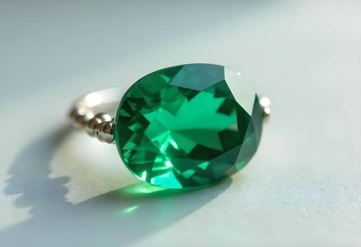 Artistic Oval Green Emerald with Gemstone Highlights