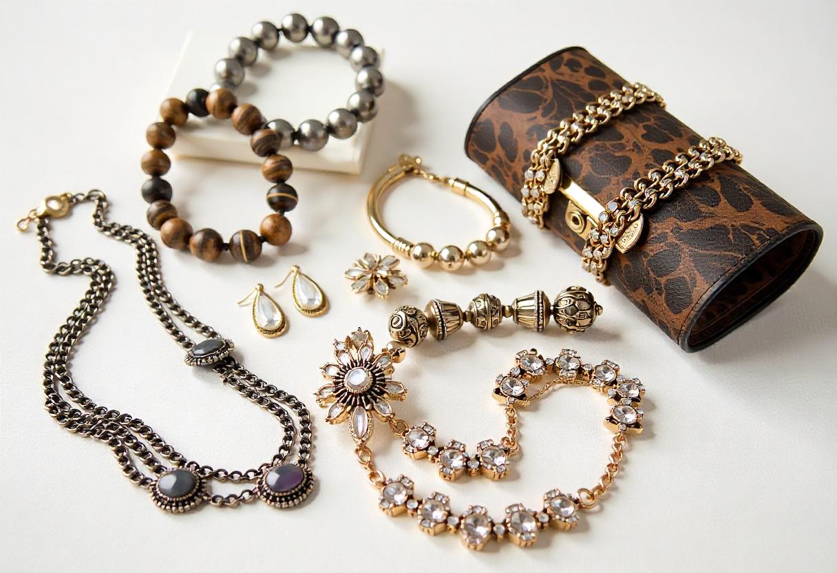 Chic Ladys Accessories Necklaces, Bracelets, Earrings, and Clutch