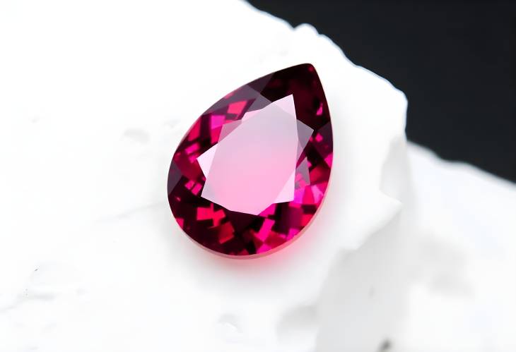 Dazzling Rhodolite Garnet Gemstone Pear Cut on White Isolate