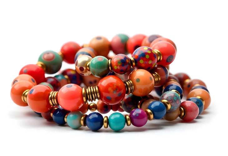 Bold and Funky Jewelry Colorful Bracelets Isolated