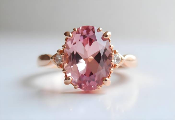 Gorgeous Morganite Ring in Rose Gold with Diamond Detail on White