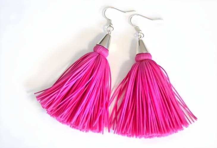 Chic Large Magenta Tassel Earrings