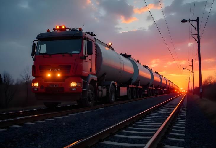 Tankers on the Rails A Backlit Industrial Scene