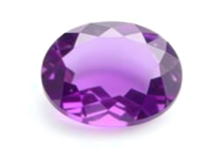 Beautiful Amethyst Gemstone Round and Oval Cuts on White Background