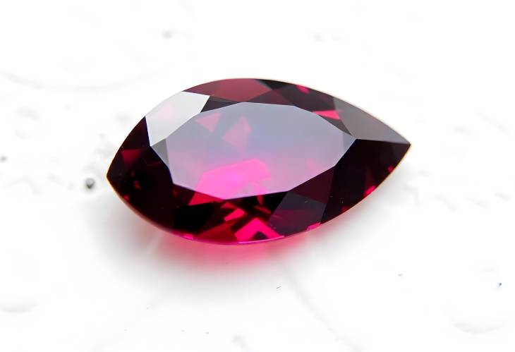 Artistic Display of Tanzanian Rhodolite Garnet Pear Cut Gemstone