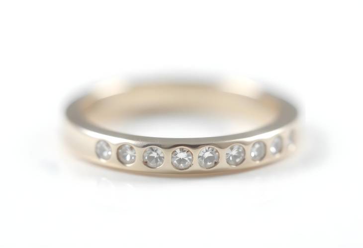 Gorgeous Diamonds Wedding Eternity Band Rings on White Isolate