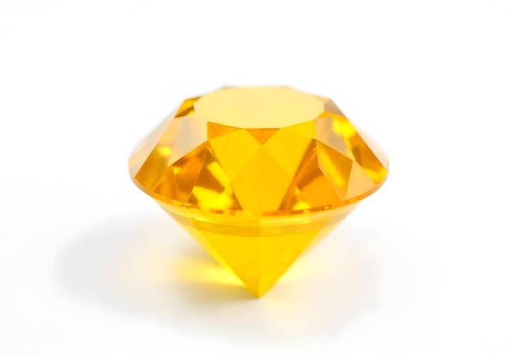 High End Yellow Diamond on Pristine White Background