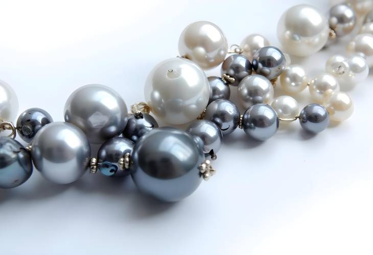 Stunning Black Pearl and White Pearl Display on White Background