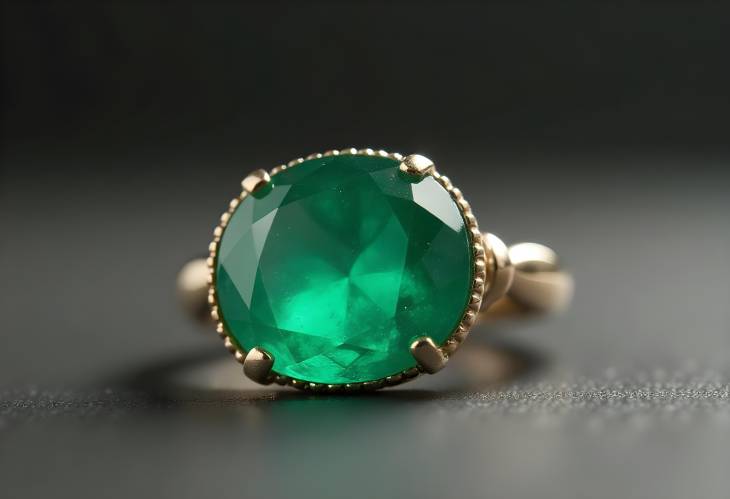 Elegant Oval Green Emerald with Decorative Gemstones