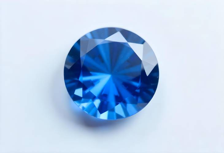 Stunning Round Cut Blue Sapphire Gemstone on White Isolate