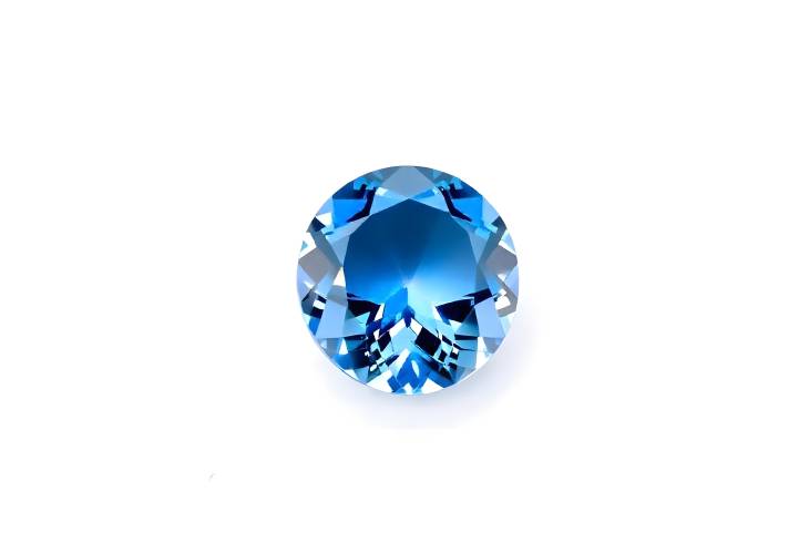 Radiant Round Cut Blue Sapphire Gemstone on White Background