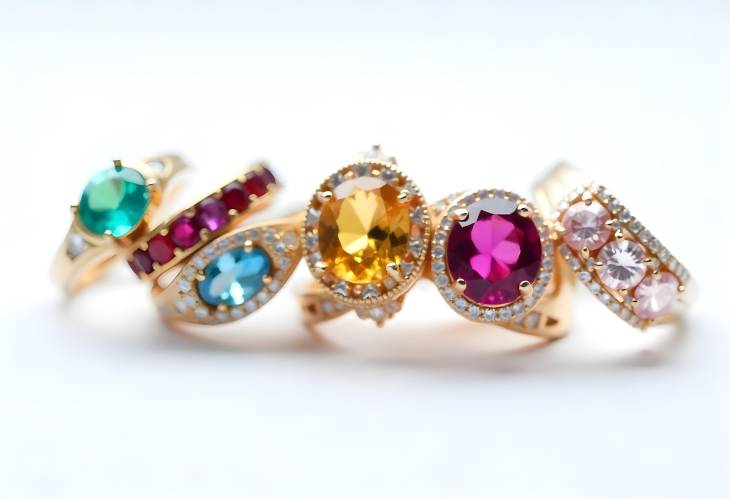 Luxe Grouping of Color Gemstone Rings with Diamonds