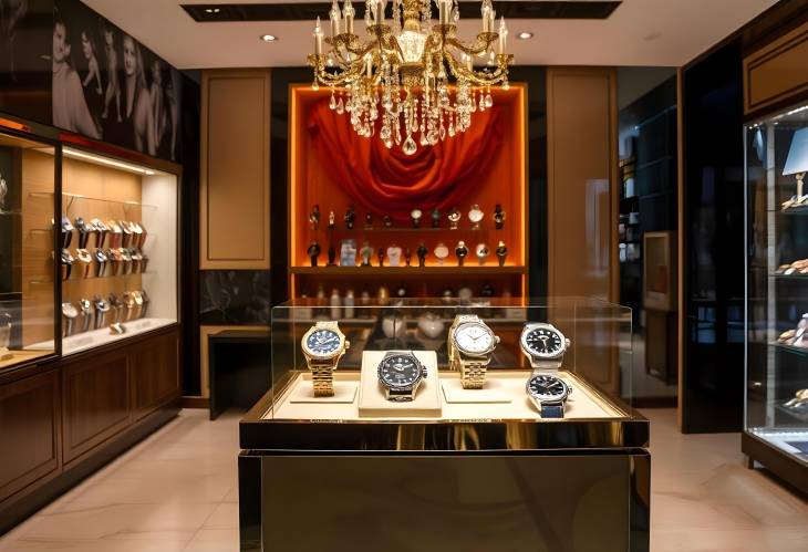 Glamorous Watches on Display A Chic Retail Showcase