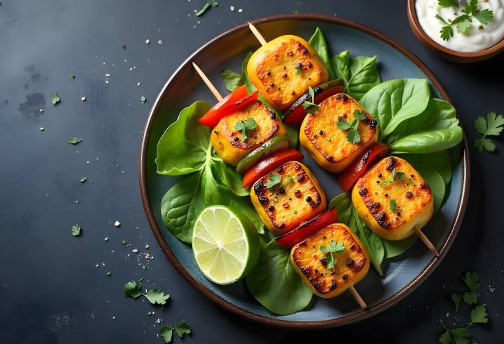 Delicious Grilled Kebabs Vegan Indian Style Paneer Tikka