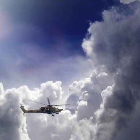 Cloudy Skies A Helicopters Flight Above