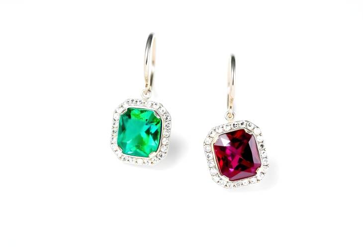 Vibrant Gemstone Earrings Ruby, Emerald, and Blue Sapphire