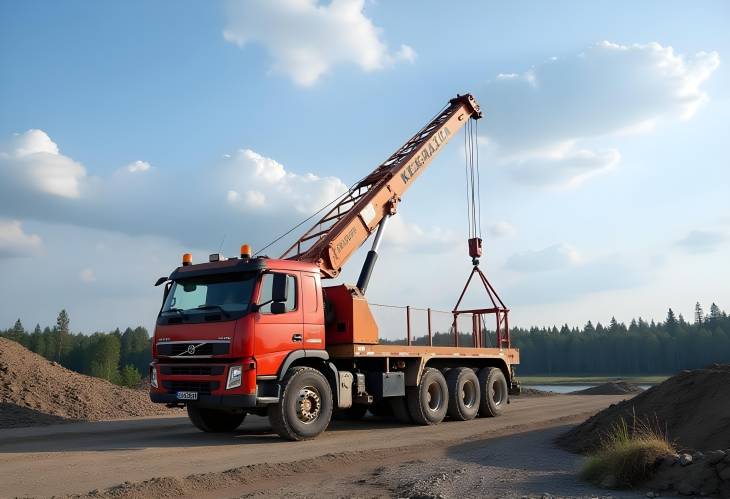 Heavy Lifting Truck Crane at Grodnos Hydropower Construction Site