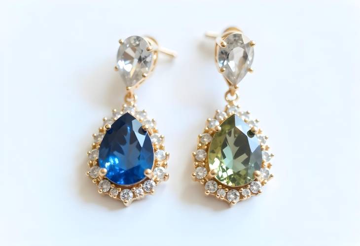 Luxury Blue and Yellow Sapphire Drop Earrings with Diamonds