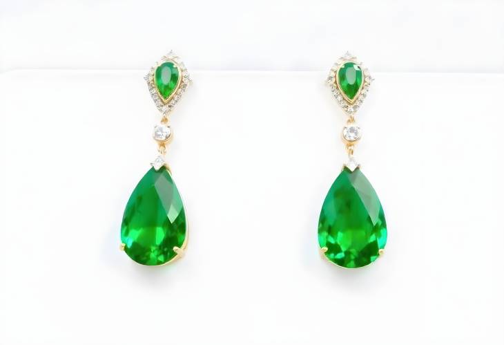 Dazzling Drop Earrings with Pear Shaped Emeralds and Diamonds