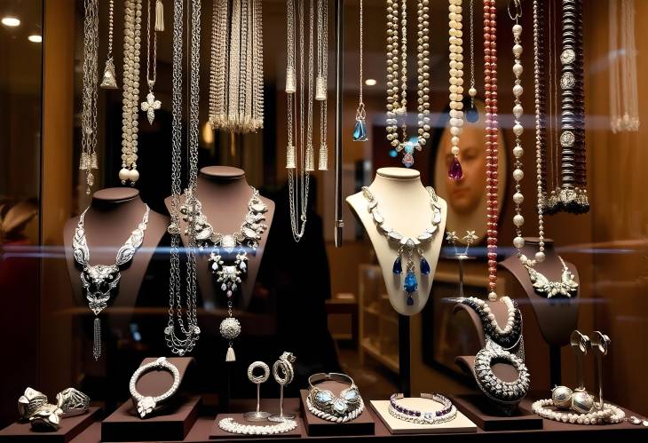 Trendy Fashion Jewelry Display in Store Window