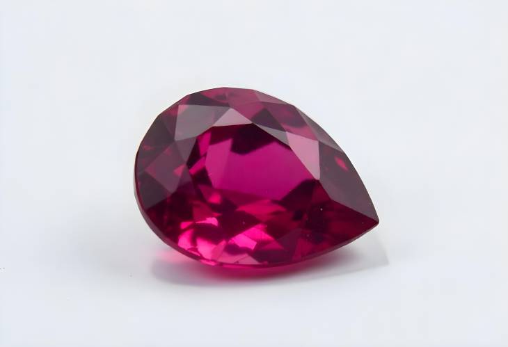 Luxurious Tanzanian Rhodolite Garnet Pear Cut Isolated on White