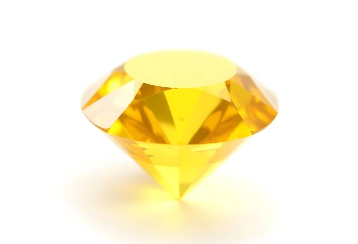 High Quality Yellow Diamond on White Background