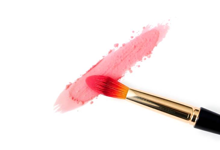 Stunning Red Eyeshadow and Blush Brush Stroke Isolated