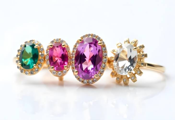 Captivating Group of Color Gemstone Rings with Colored Diamonds