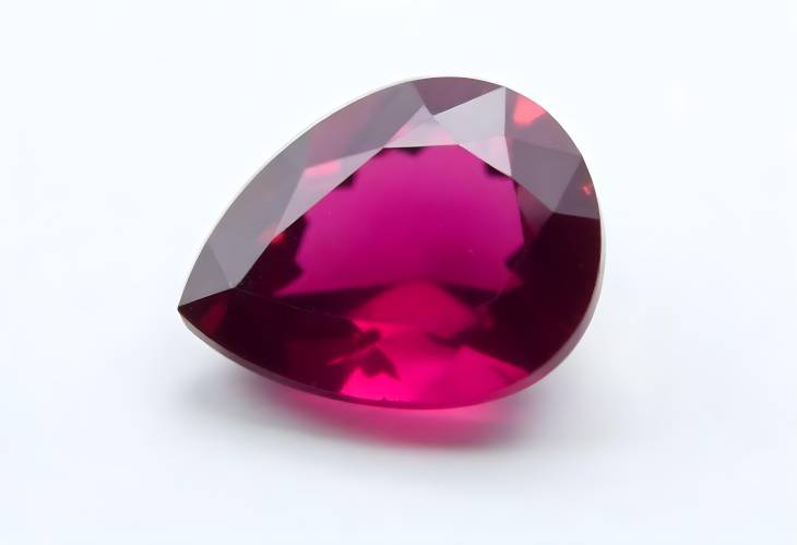 Chic Tanzanian Rhodolite Garnet Pear Cut Gemstone Isolated on White