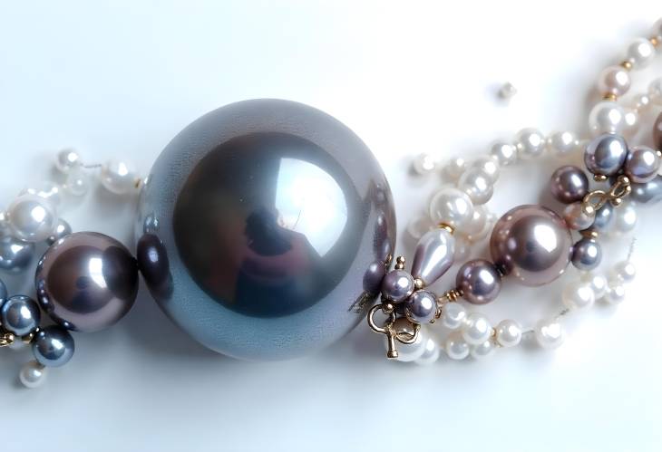 Sophisticated Black and White Pearls on White Isolate for Jewelry Display