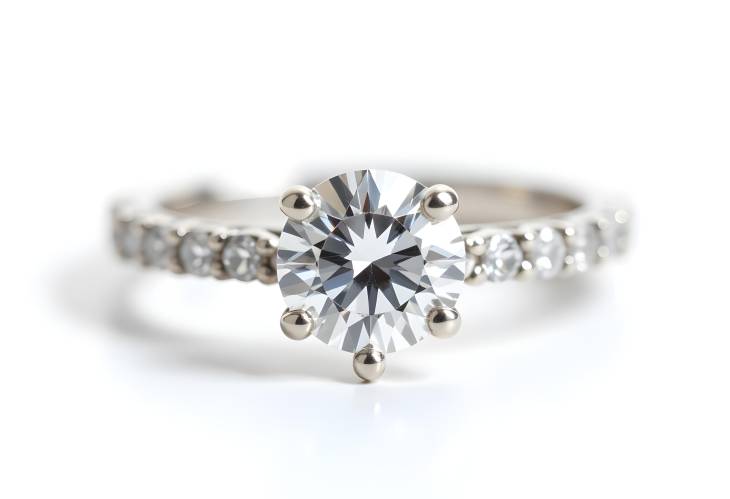 Exquisite Engagement and Wedding Diamond Ring Collection Isolated