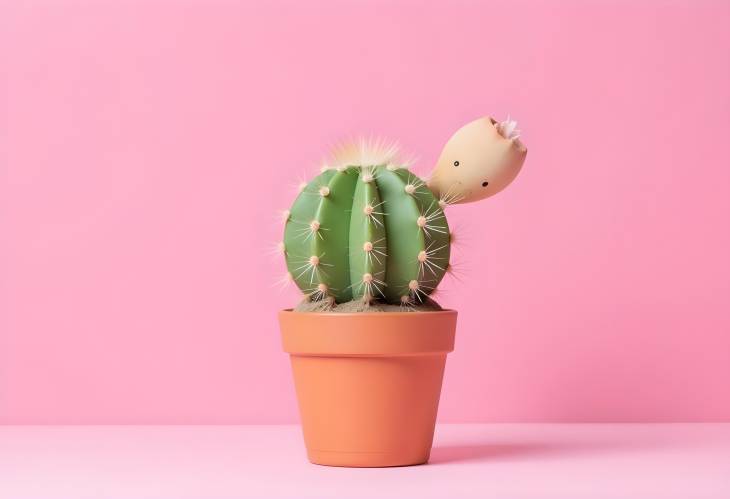 Vibrant Cactus on Pink Background A Stylish Floral Statement