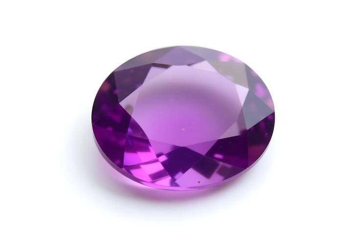 Charming Amethyst Gemstone Round and Oval Cuts on White Background