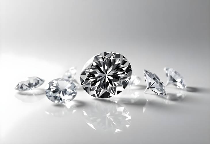 Artistic Panorama of HighEnd Diamonds with Ground Reflections