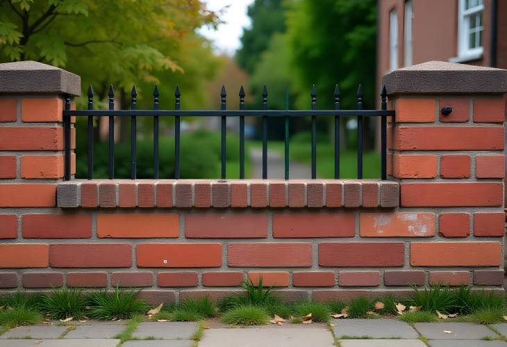 Charming Contrast Modern Fence with Classic Brickwork