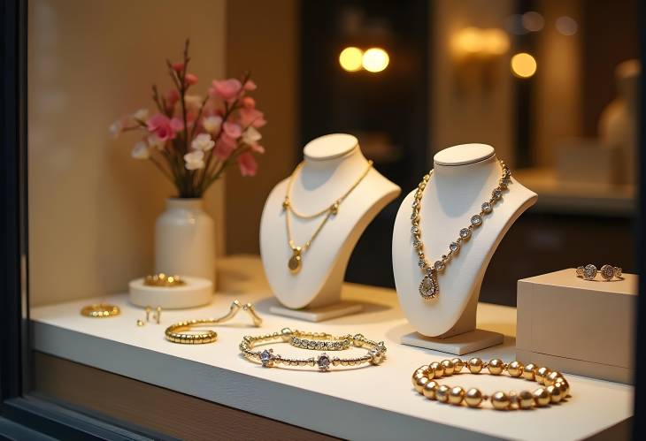 Glamorous Jewelry Display in a Boutique Window